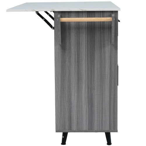 Fibreboard Dining Cart Bookcase With Folding Tabletop