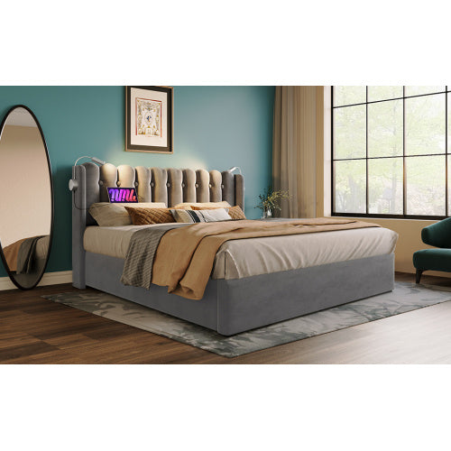 Linen Storage Space Bed Frame With Mattress Size 160cmx200cm