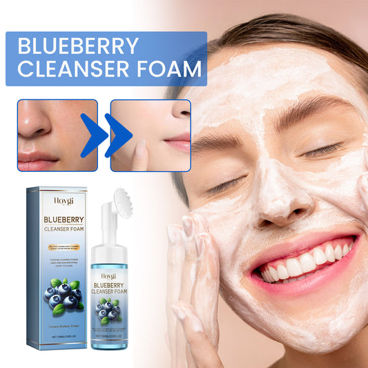 Horygi Blueberry Cleansing Mousse Brush Facial Foam Fragrance Squeeze Brightening Cleanse Turmeric Facial Cleanser Natural Exfoliating Renewal Serum
