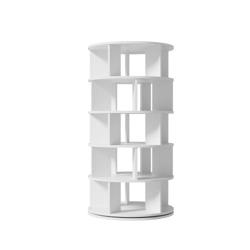 Shoe Rack, Rotatable Angle, White Round, 5 Tiers, Height 115 Cm, Width 60 Cm