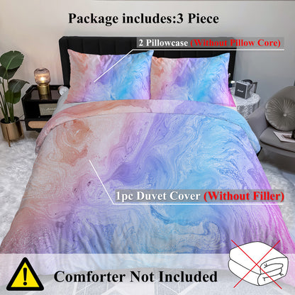 Girly Duvet Cover Rainbow Glitter Ombre Bedding Sets 3 Pcs Chic Purple Blue Green Pastel Bed Spreads Sparkle Quilt Cover Set With 2 Pillow Shams