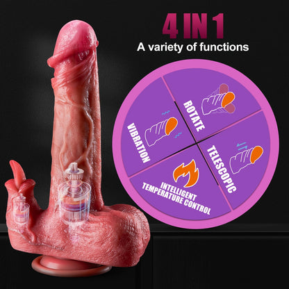 Realistic Thrusting Dildo Licking Vibrator, 9 Thrusting & Heating Licking Modes For G-spot Stimulation, Silicone Dildos Vibrators With 9 Vibrating