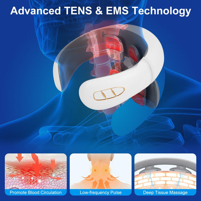 1 Set 8 Head EMS Neck Massager With Heat Cordless Cervical Neck Massager EMS Neck Massager With 6 Modes 15 Intensity Levels Remote Control