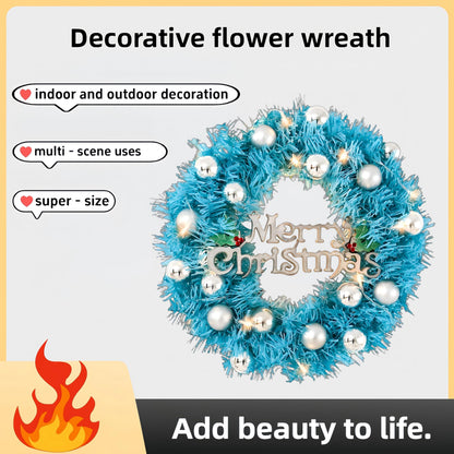 1 Piece Of 24-inch Blue-themed Garland, With Silver Balls And Christmas Letter Accessories, Optionally With Lights