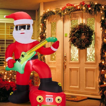 5FT Black Guitar Old Man, 4 LED 210D Polyester Christmas Inflatable Decoration, 12V,1000mA US Standard