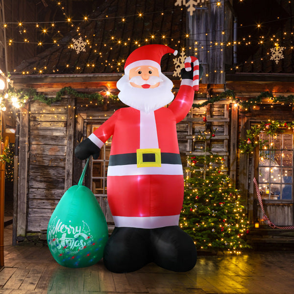 14 FT Lighted Christmas Inflatable Decoration, Giant Inflatable Santa Claus With Large Gift Bag, Blow Up Yard Decorations With Built-in LED Lights For Holiday Party Front Yard Lawn Garden Decor