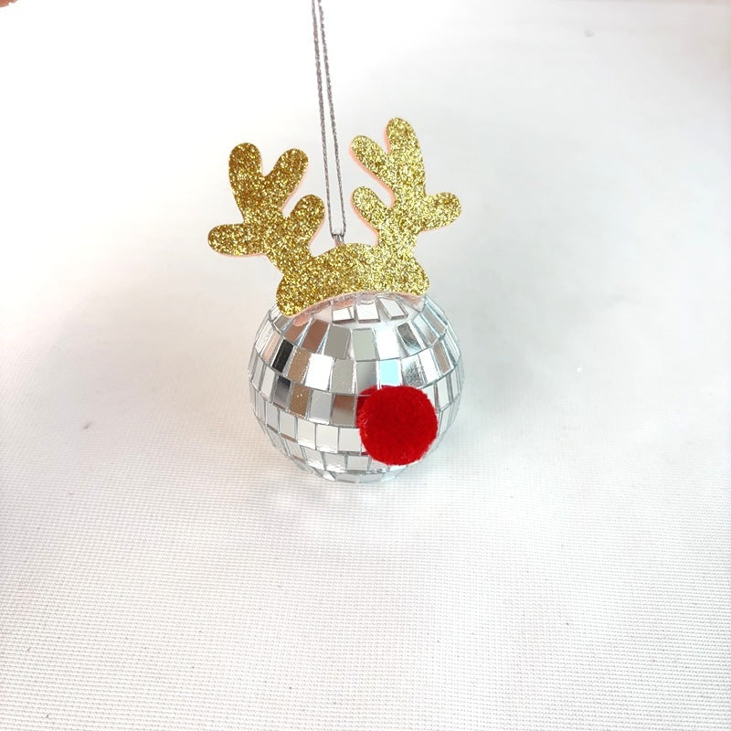 5 Pcs Christmas Silver Disco Mirror Ball With Rope Reflective Mirror Ball Hanging Bright Elk Horns Xmas Ball Ornament For Christmas Tree Birthday Wedding Party Dance Music Festivals Decor Supplies