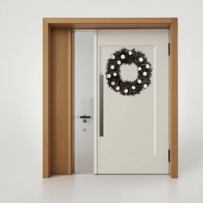 1 Piece Of 24-inch Black-themed Garland With Silver Ball Accessories And Christmas Letters