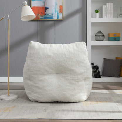 Soft Tufed Foam Bean Bag Chair With Teddy Fabric,Ivory White