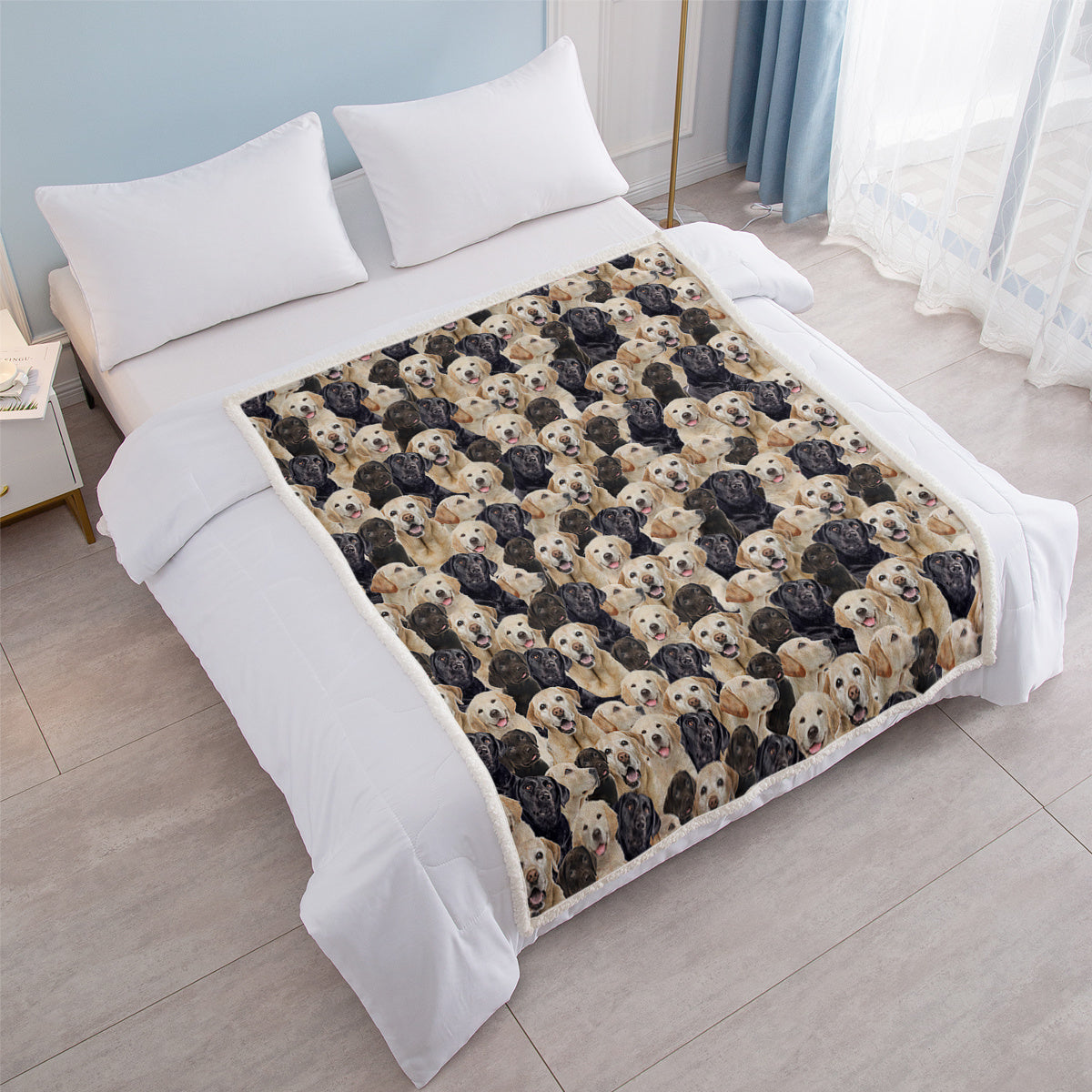 Labrador Retriever Blanket Cute Labrador Retriever Fleece Blanket Dog Animal Pattern Sherpa Throw Blanket For Women Girls Mom Travel
