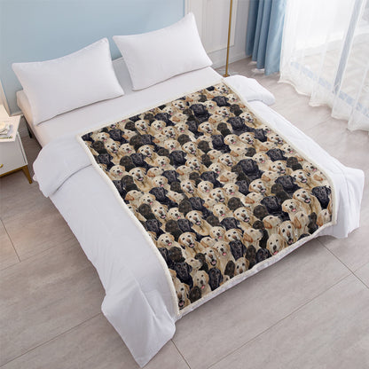 Labrador Retriever Blanket Cute Labrador Retriever Fleece Blanket Dog Animal Pattern Sherpa Throw Blanket For Women Girls Mom Travel