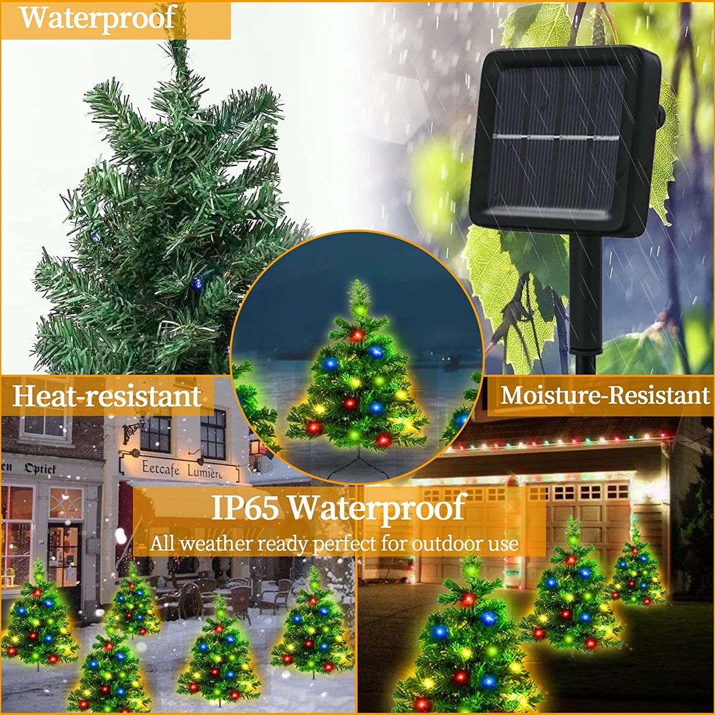 2,4,6 Pack Solar Christmas Tree Solar Powered Trail Multicolor LED Light Christmas Tree