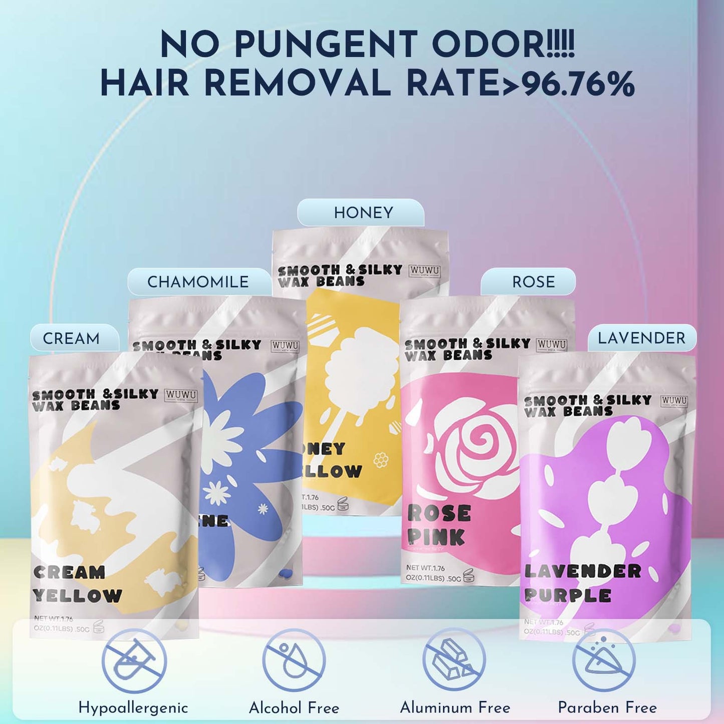 Waxing Kit WUWUVISTA 69 Items Hair Removal Wax Kit With Wax Warmer Waxing Beads For Face, Brazilian, Full Body, Bikini, Sensitiive Skin Skin Suitable For Plugs Of American, European Specification