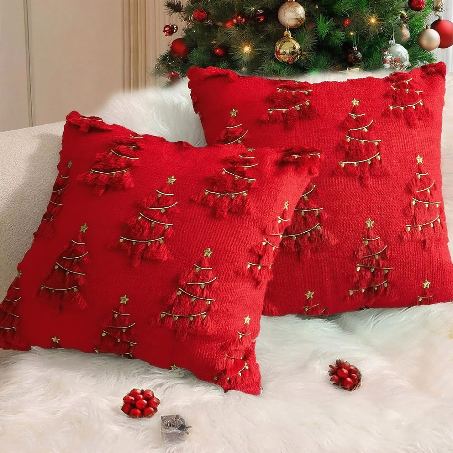 Holiday Ornament Pillow Bedroom Bedside Plush Pillowcase
