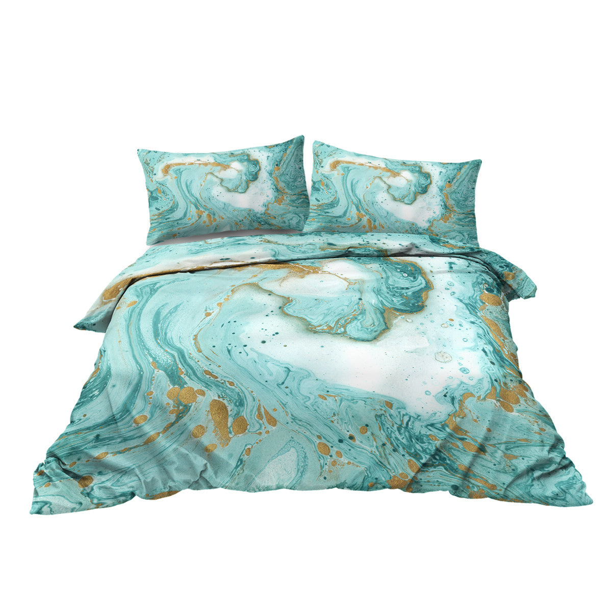 Chic Girly Marble Duvet Cover Mint Gold Glitter Turquoise Bedding Comforter Set Abstract Aqua Teel Blue Duvet Cover