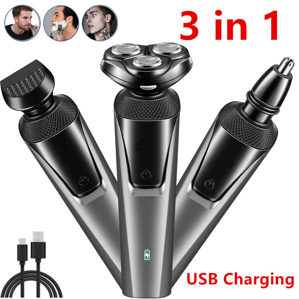 Electric Shaver Mens Razor Rotary Waterproof Pop-Up Beard Trimmer Wet Dry Cordless Nose Hair Clipper Cutting Barber Shaving Machine