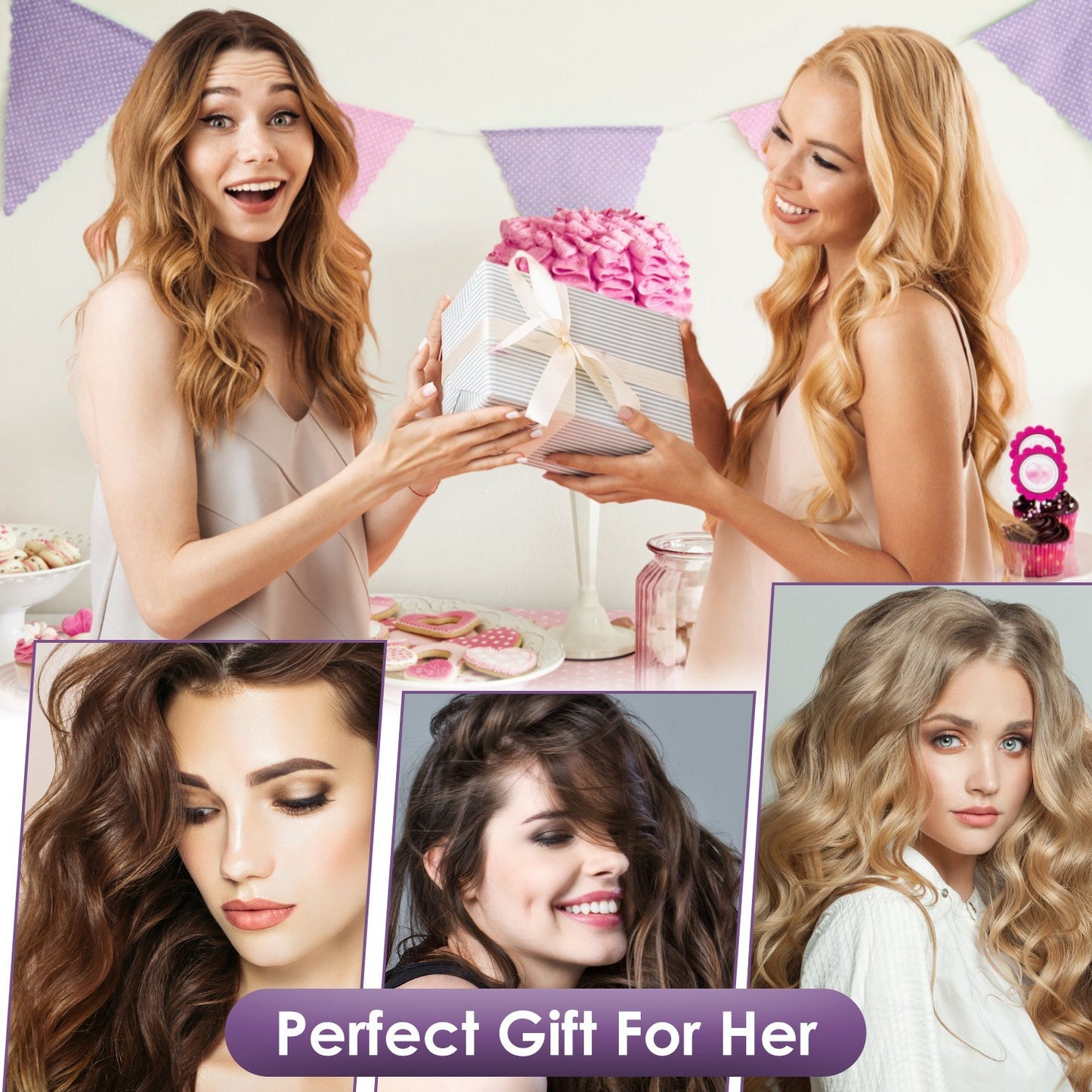 1Pc Hair Iron Curling Waver With Ceramic 1.41inch Barrel Ions Deep Hair Curler Dual Voltage Anti Scald Hair Curling Wand Hair Crimper With 5 Temperature Auto Off 30S Fast Heating