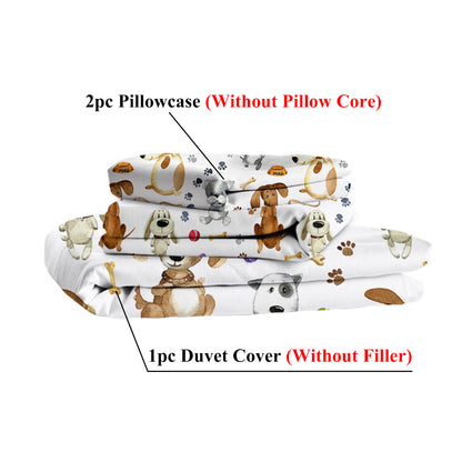 Kids' Duvet Cover Sets Animals Pastel Duvet Covers Cartoon Dogs Paws Pattern Bed Sets 3 Pieces 1 Duvet Cover And 2 Pillow Cases Cute Puppy Dogs Bedding For Kids