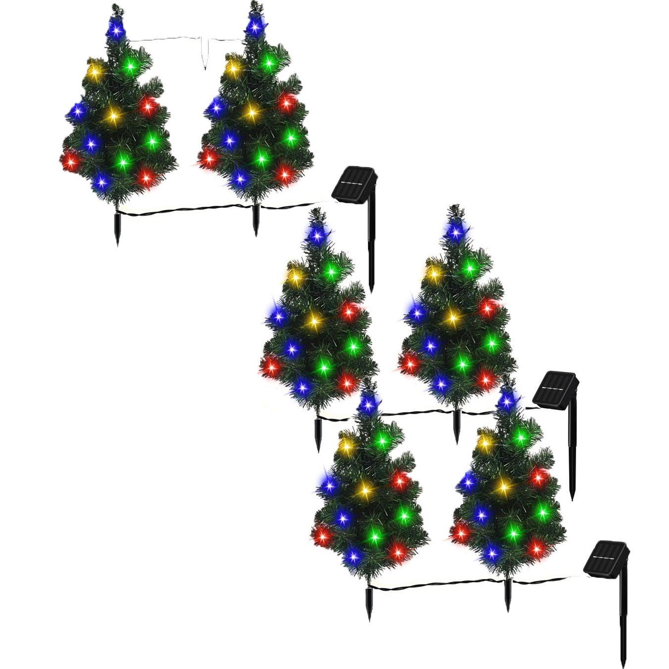 2,4,6 Pack Solar Christmas Tree Solar Powered Trail Multicolor LED Light Christmas Tree