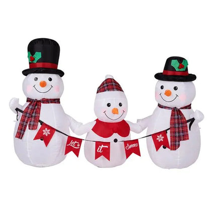 6.2FT Lighted Christmas Inflatable Decoration, Inflatable Snowman Family With Bunting, Funny Blow Up Yard Decorations With Built-in LED Lights For Holiday Party Front Yard Lawn Garden Decor