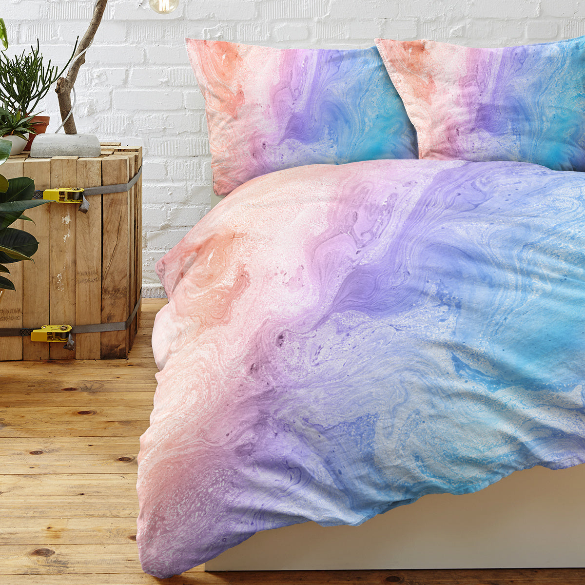 Girly Duvet Cover Rainbow Glitter Ombre Bedding Sets 3 Pcs Chic Purple Blue Green Pastel Bed Spreads Sparkle Quilt Cover Set With 2 Pillow Shams