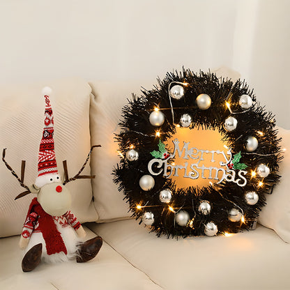 1 Piece Of 24-inch Black-themed Garland With Silver Ball Accessories And Christmas Letters