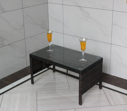 Outdoor Patio Furniture 1 Coffee Table With Clear Tempered Glass