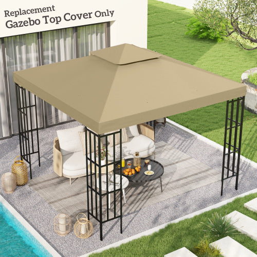 Outsunny  Gazebo Top Cover Double Tier Canopy Replacement Pavilion Roof Deep Beige