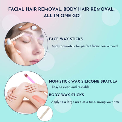 Waxing Kit WUWUVISTA 69 Items Hair Removal Wax Kit With Wax Warmer Waxing Beads For Face, Brazilian, Full Body, Bikini, Sensitiive Skin Skin Suitable For Plugs Of American, European Specification