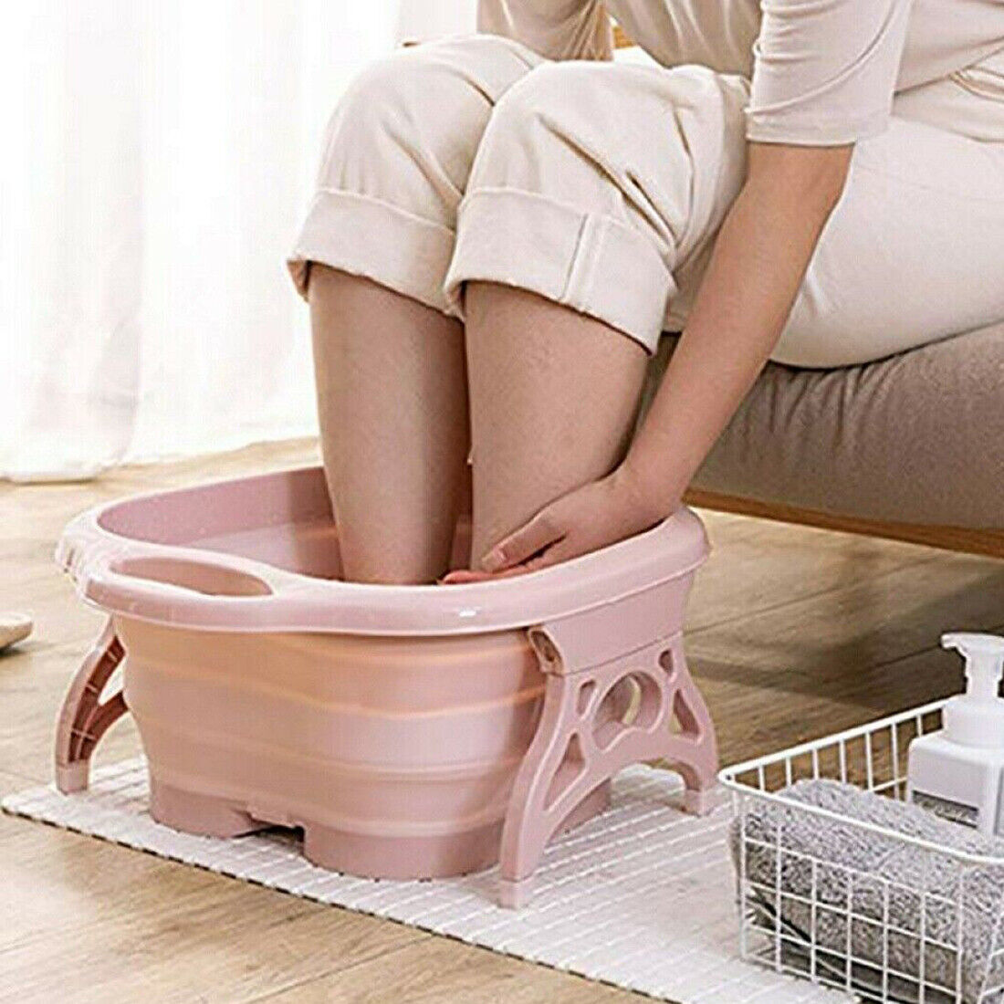 Foot Spa Pedicure Wet Bath Bubble Massage Bucket Feet Therapy Soothing Folding