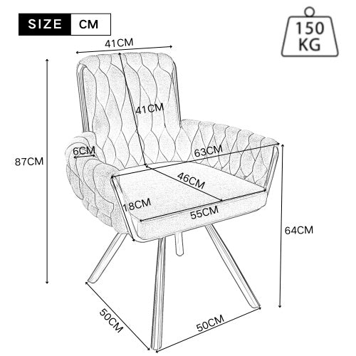 Velvet Dining Chair, Armchair, Single Luxurious Living Room And Bedroom Swivel Chair, Leisure Swivel Chair With Four Metal Support Legs, Beige