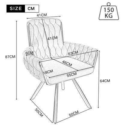 Velvet Dining Chair, Armchair, Single Luxurious Living Room And Bedroom Swivel Chair, Leisure Swivel Chair With Four Metal Support Legs, Beige