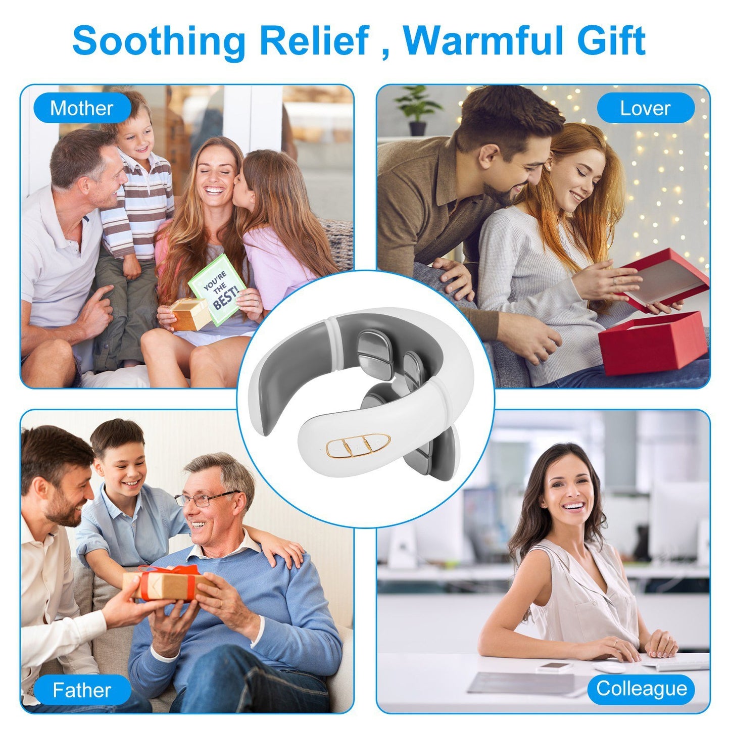 1 Set 8 Head EMS Neck Massager With Heat Cordless Cervical Neck Massager EMS Neck Massager With 6 Modes 15 Intensity Levels Remote Control