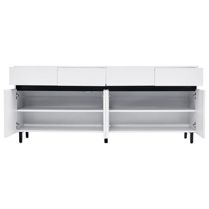 Storage Cabinet, Sideboard Buffet With 4 Drawers 4 Doors , Highboard Cabinet With Adjustable Shelves, Chest Of Drawers, Standing Cabinet, Cupboard Buffet For Living Room, Kitchen, 160X40X68cm, White