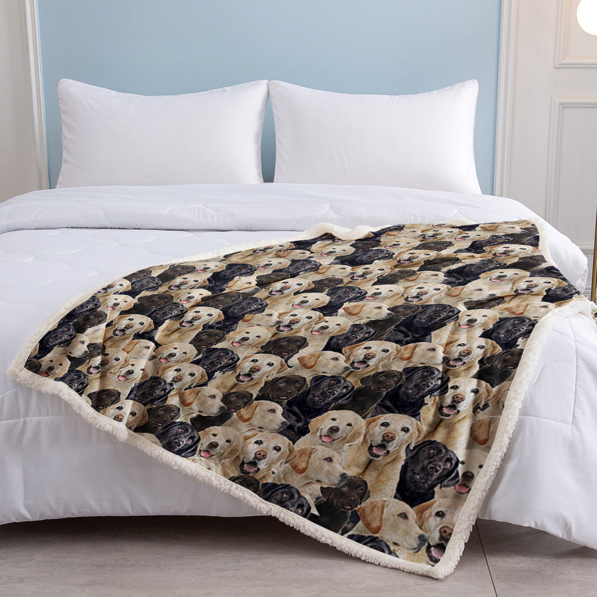 Labrador Retriever Blanket Cute Labrador Retriever Fleece Blanket Dog Animal Pattern Sherpa Throw Blanket For Women Girls Mom Travel