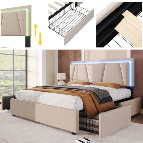 Wooden Storage Bed Bed Frame  Size 140cmx200cm