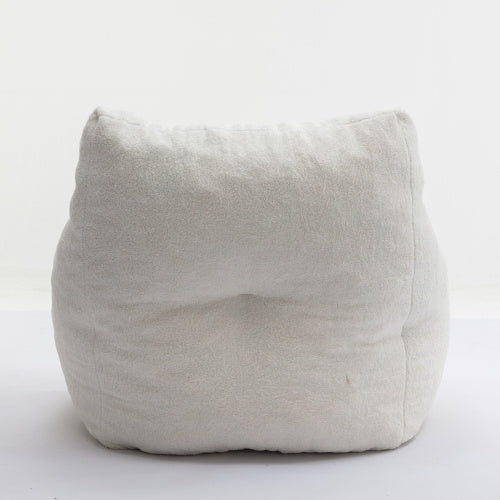 Soft Tufed Foam Bean Bag Chair With Teddy Fabric,Ivory White