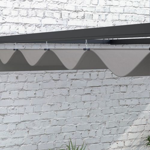 Outsunny 2 X 3m Lean To Steel Pergola, With Moving Fabric Canopy - Dark Grey