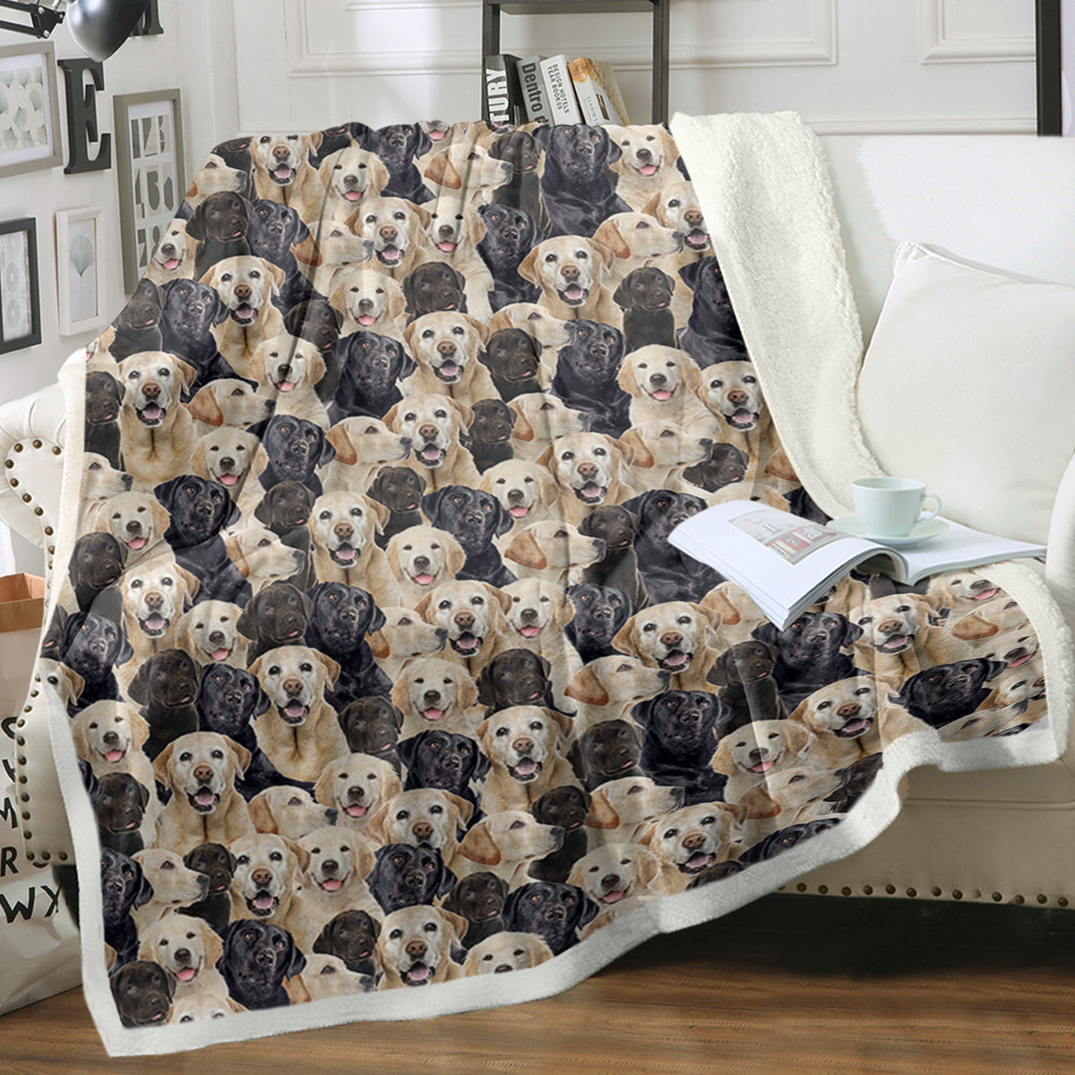 Labrador Retriever Blanket Cute Labrador Retriever Fleece Blanket Dog Animal Pattern Sherpa Throw Blanket For Women Girls Mom Travel