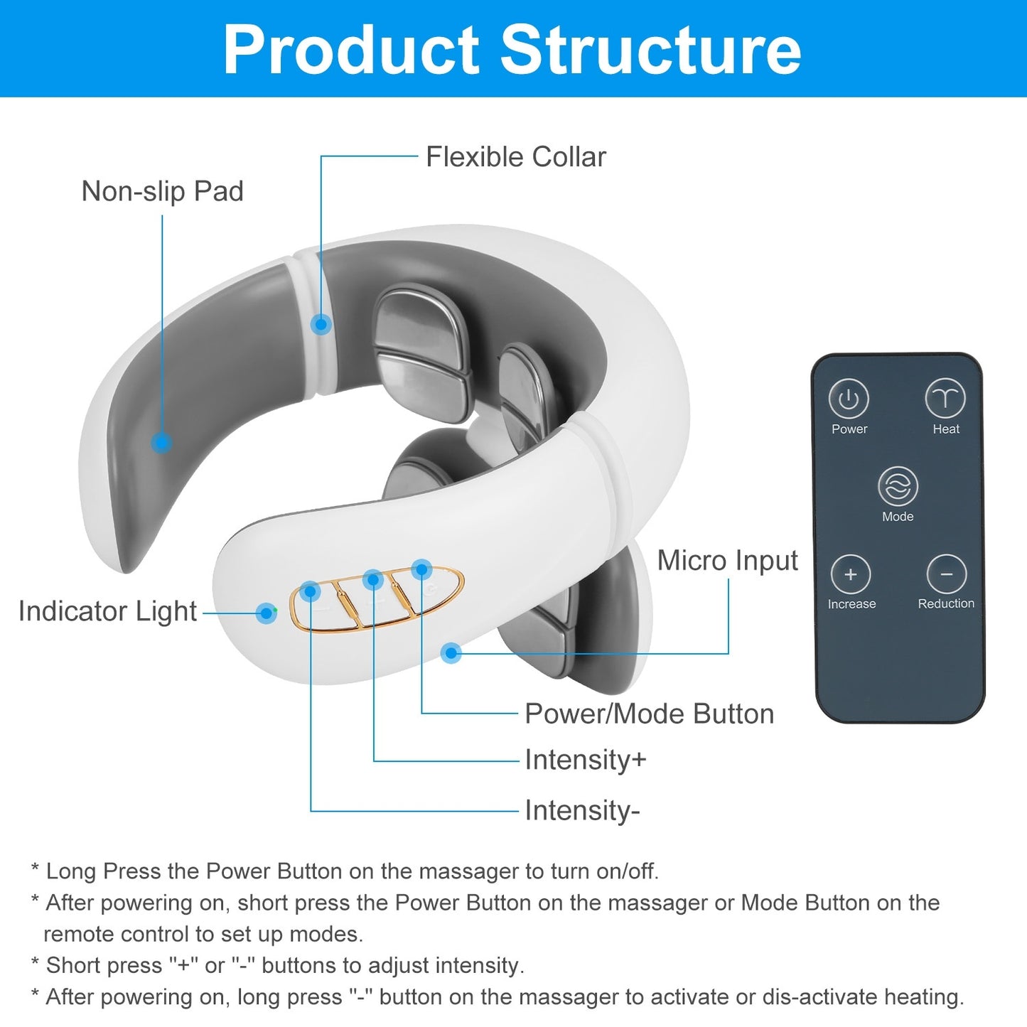 1 Set 8 Head EMS Neck Massager With Heat Cordless Cervical Neck Massager EMS Neck Massager With 6 Modes 15 Intensity Levels Remote Control