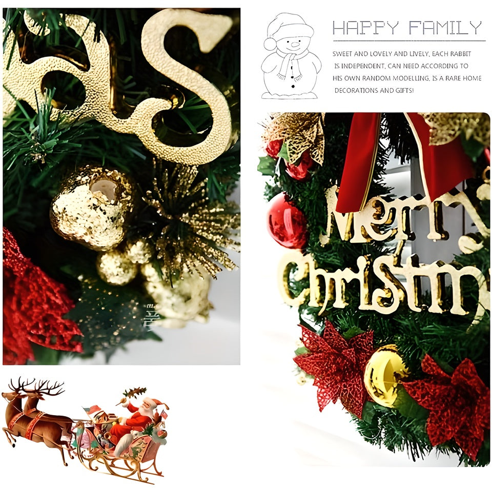 1 Piece Of 24-inch Bell-style Christmas Wreath, With Warm Light And Colored Light Options Available