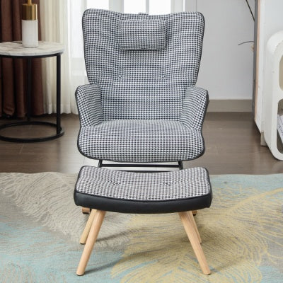 Rocking Chairs For Adults, Fabric Rocking Chair Relaxing Recliner Chair With Solid Wood Legs High Back Lounge Chairs For Balcony Living Room Bedroom