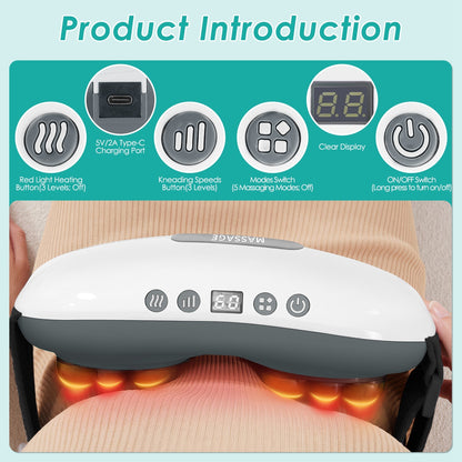 1Pc Abdominal Massager Anti Cellulite Remover Machine Electric Stomach Tummy Massager Automatic Bian Stone Kneading Massager With 5 Modes 3 Heat 3 Speeds 3 Timers For Belly Flattening Indigestion Stom