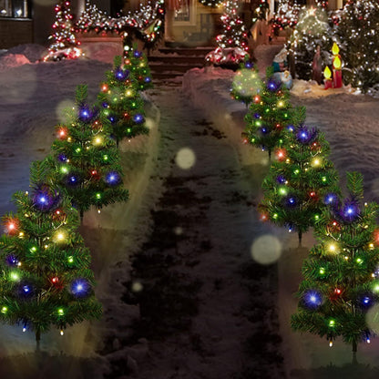 2,4,6 Pack Solar Christmas Tree Solar Powered Trail Multicolor LED Light Christmas Tree