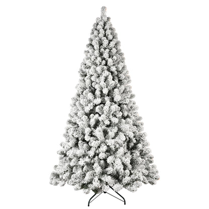 5ft 6ft 8ft 9ft Pre-Lit Flocked Christmas Tree Hinged Artificial Xmas Trees Premium PVC Branches With Lights