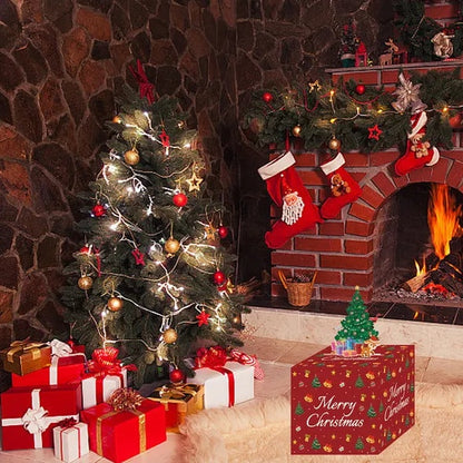 Christmas Money Box For Cash Gift Pull With Christmas Tree Card And Transparent Bags Surprise Money Holder Cash Gift Xmas Money Pull Box For Christmas Birthday New Year Party Supplies