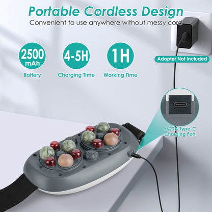 1Pc Abdominal Massager Anti Cellulite Remover Machine Electric Stomach Tummy Massager Automatic Bian Stone Kneading Massager With 5 Modes 3 Heat 3 Speeds 3 Timers For Belly Flattening Indigestion Stom