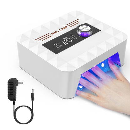 1Pc 120W Cordless UV Nail Lamp Rechargeable Gel Curing Lamp Gel Polish Light Nail Dryer With LED Display 1S To 120S Timer Settings 30 LED Beads For Salon And Home