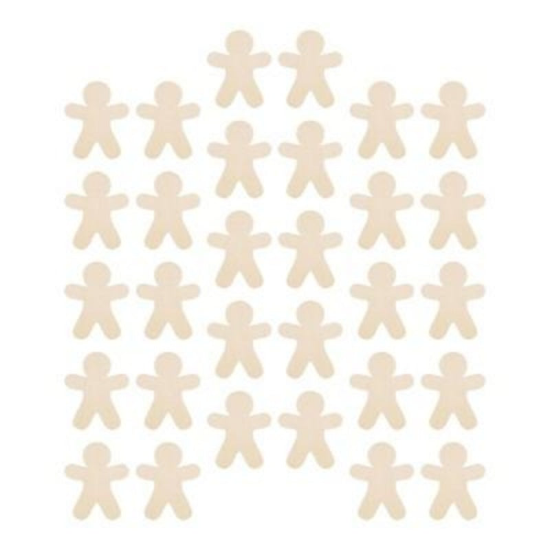 30 Pieces Of Unpainted Gingerbread Man Slices For Painting DIY Handmade Christmas And Halloween Supplies