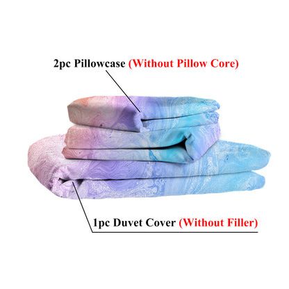 Girly Duvet Cover Rainbow Glitter Ombre Bedding Sets 3 Pcs Chic Purple Blue Green Pastel Bed Spreads Sparkle Quilt Cover Set With 2 Pillow Shams